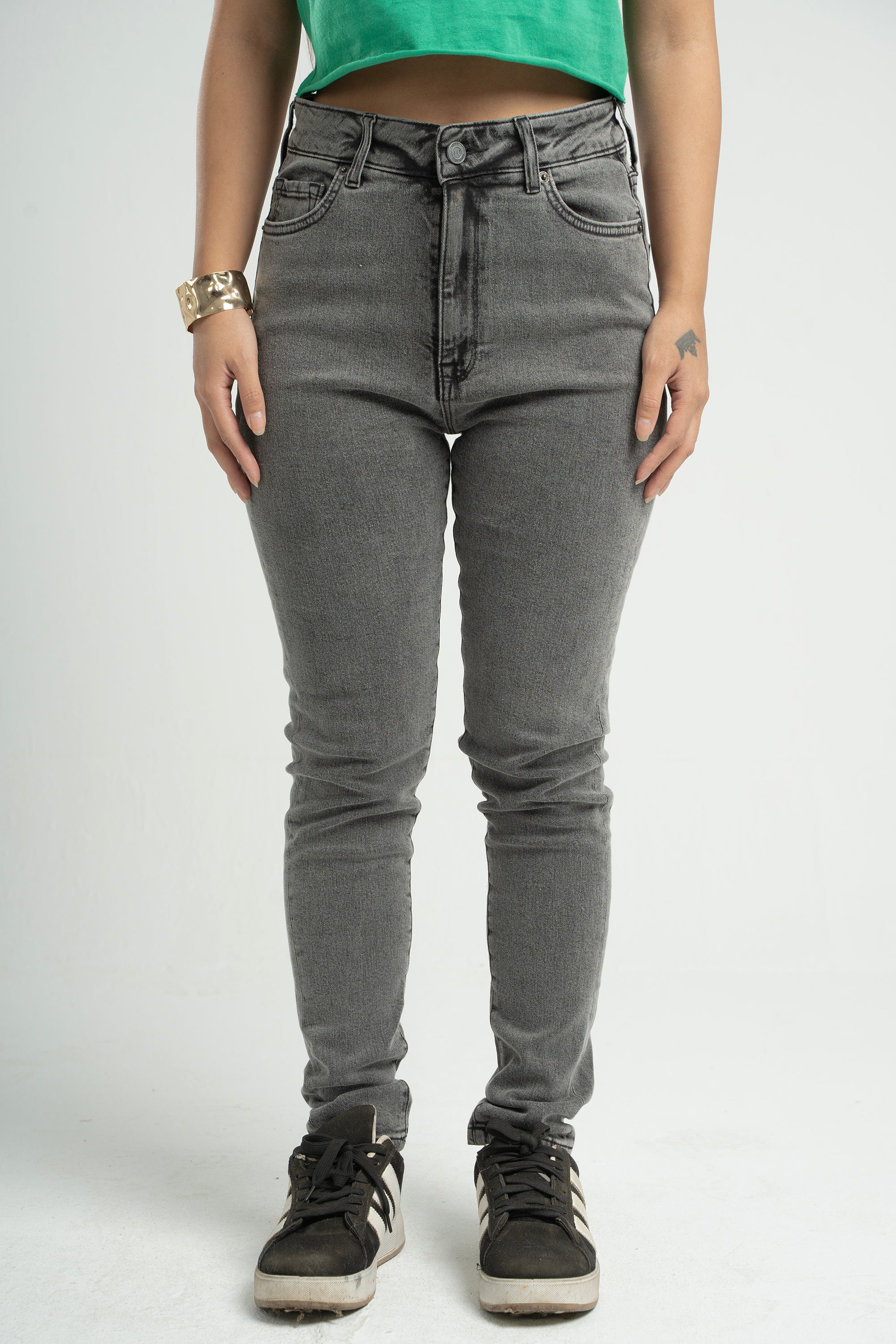 High-Waisted Ripped Skinny Jeans